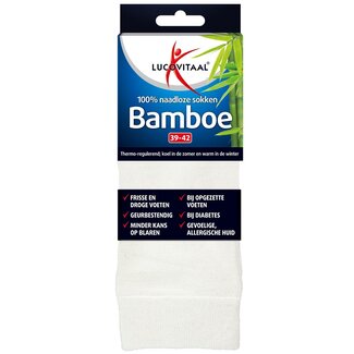 Lucovitaal Bamboe sok lang wit maat 39-42 1 Paar