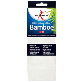 Lucovitaal Bamboe sok lang wit maat 35-38 1 Paar