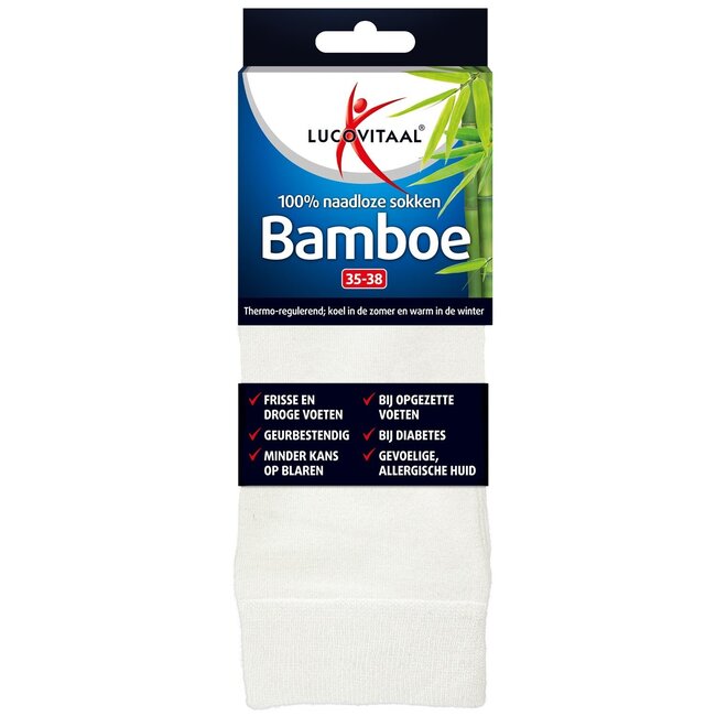Bamboe sok lang wit maat 35-38 1 Paar