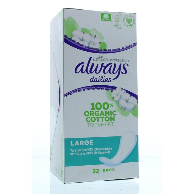 Dailies cotton protection inlegkruisjes large 32 Stuks