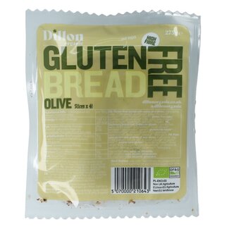 Dillon Organic Sliced bread olive glutenvrij bio demeter 275 Gram