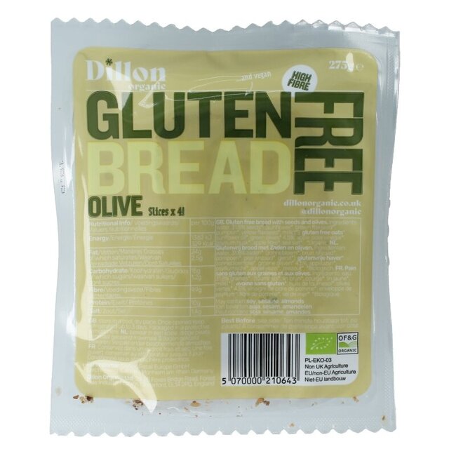 Sliced bread olive glutenvrij bio demeter 275 Gram