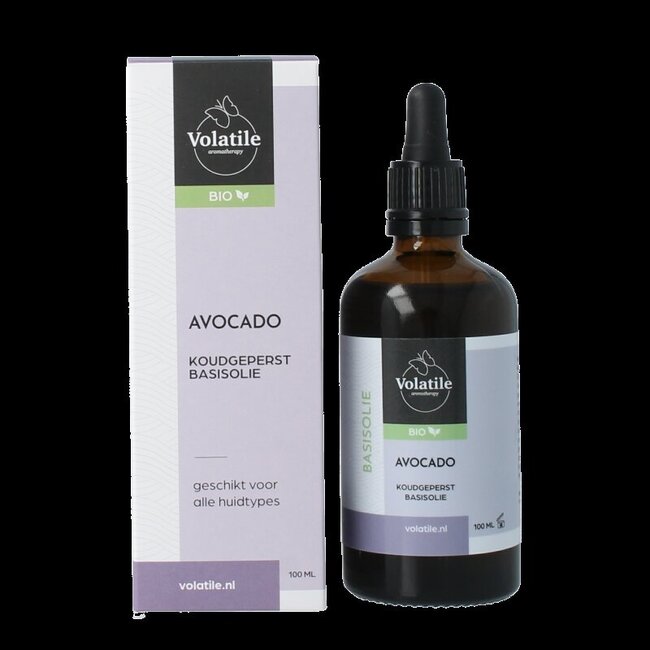 Huile de base d'avocat bio pressée à froid, flacon en verre 100 millilitres