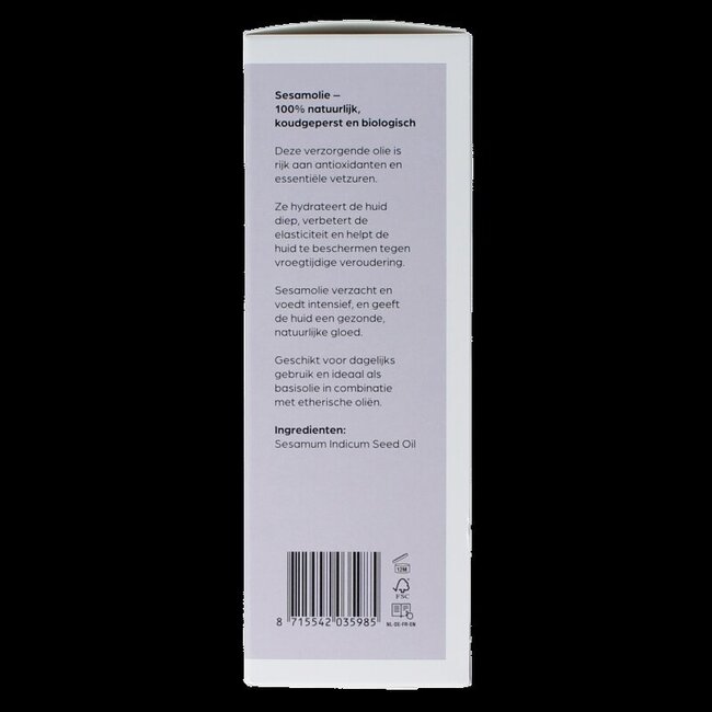 Sesam koudgeperst basisolie bio glazen fles 100 Milliliter