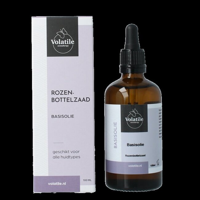 Rozenbottelzaad basisolie  glazen fles 100 Milliliter