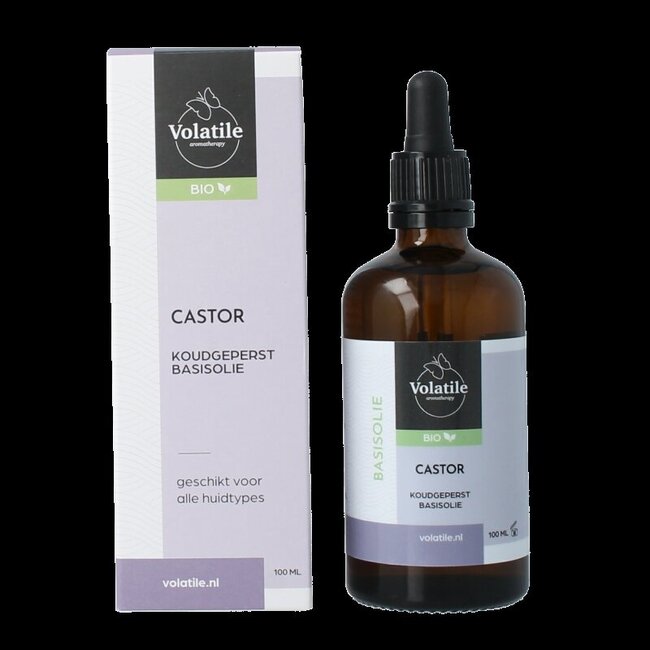 Castor koudgeperst basisolie bio glazen fles 100 Milliliter