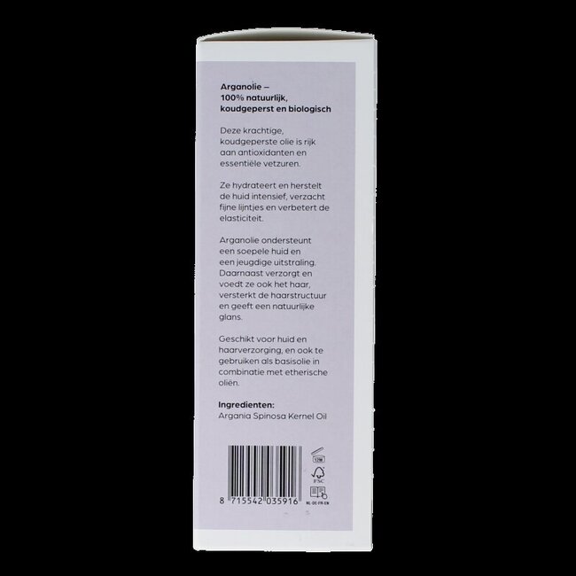 Argan koudgeperst basisolie bio glazen fles 100 Milliliter