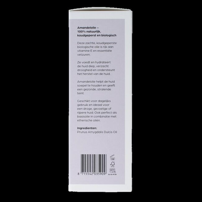 Amandel koudgeperst basisolie bio glazen fles 100 Milliliter