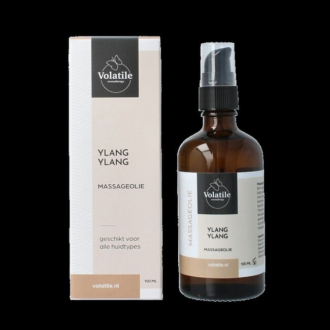 Massageolie ylang ylang glas met pomp 100 Milliliter