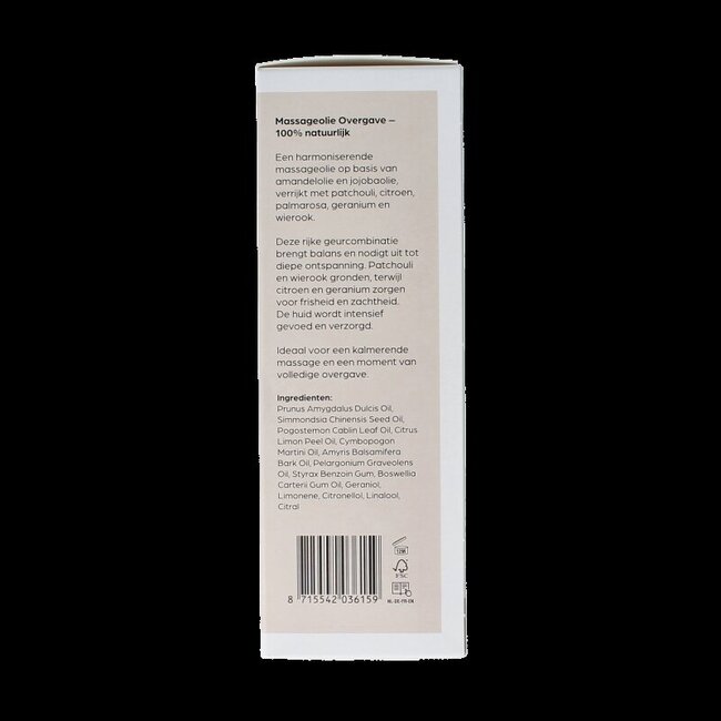 Massageolie overgave glas met pomp 100 Milliliter