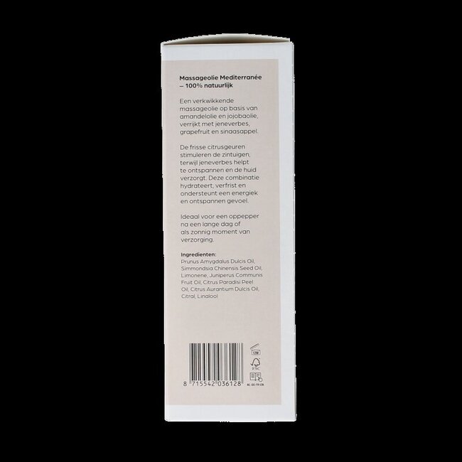 Massageolie mediterranee glas met pomp 100 Milliliter