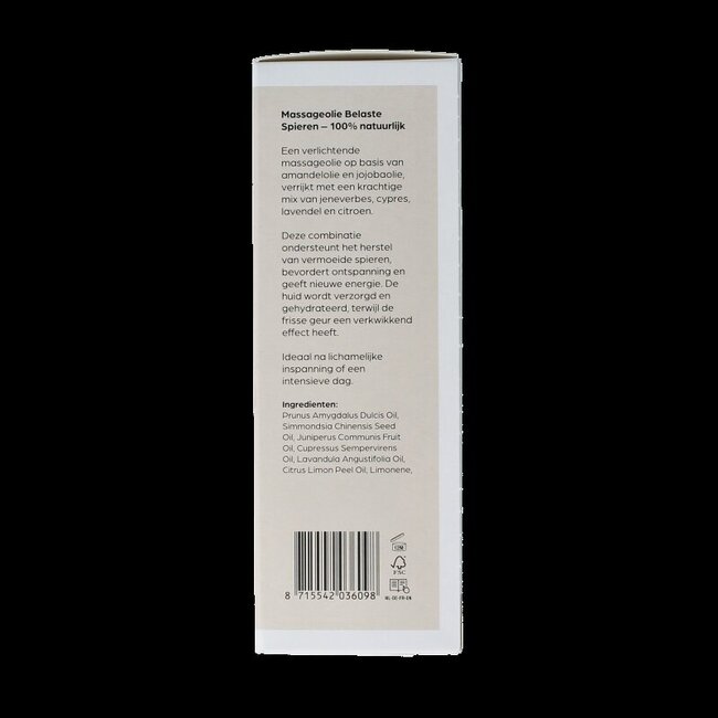 Massageolie belaste spieren glas met pomp 100 Milliliter