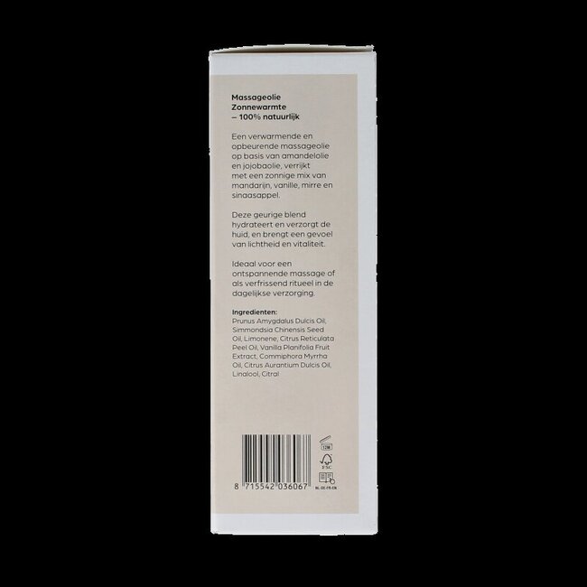 Massageolie zonnewarmte glas met pomp 100 Milliliter