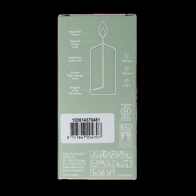 Bougie pilier 120/58 blanc argenté 1 pièce