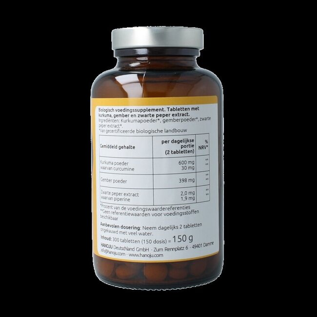 Curcuma + gingembre + pipérine 500 mg 300 comprimés