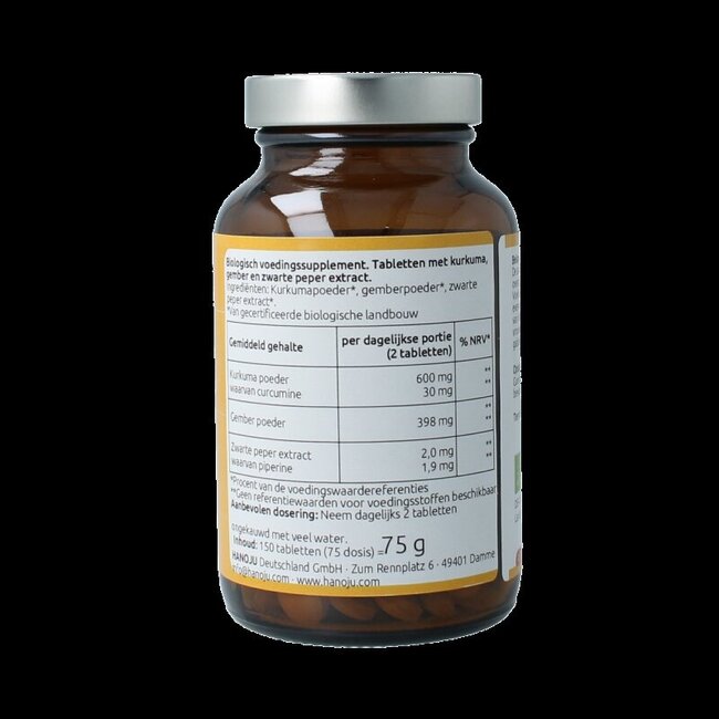 Curcuma + gingembre + pipérine 500 mg 150 comprimés