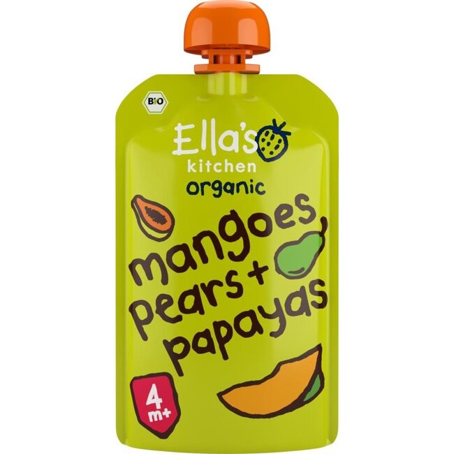 Mangoes pears & papayas knijpzakje 4+ maanden bio 120 Gram