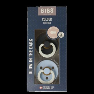 Bibs Fopspeen maat 2 iron/baby blue night 2 pack 2 Stuks