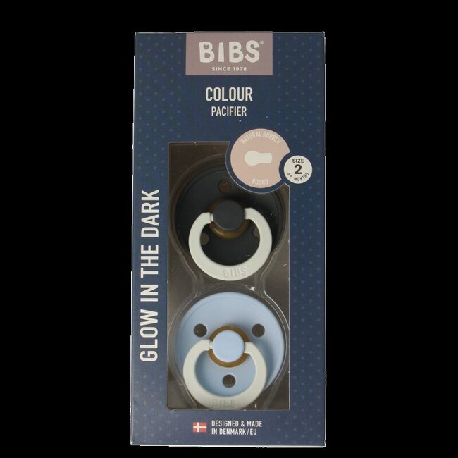 Fopspeen maat 2 iron/baby blue night 2 pack 2 Stuks