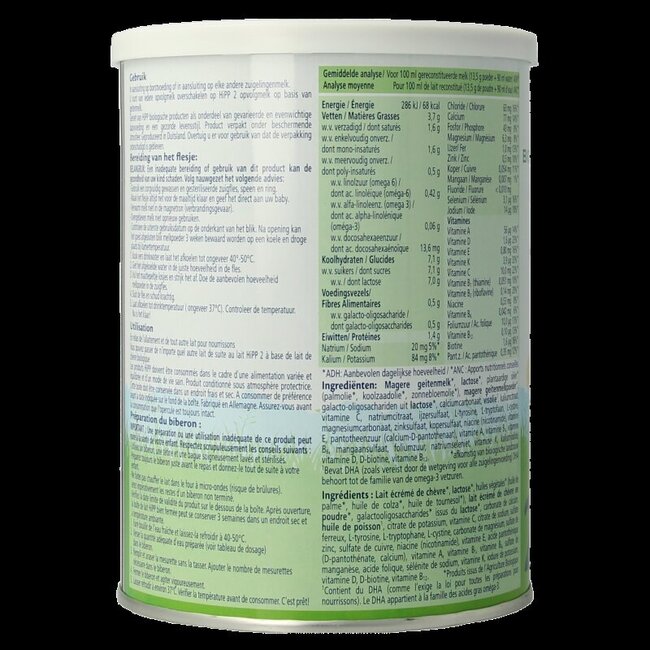 2 Biologische opvolgmelk op basis van geitenmelk 400 Gram