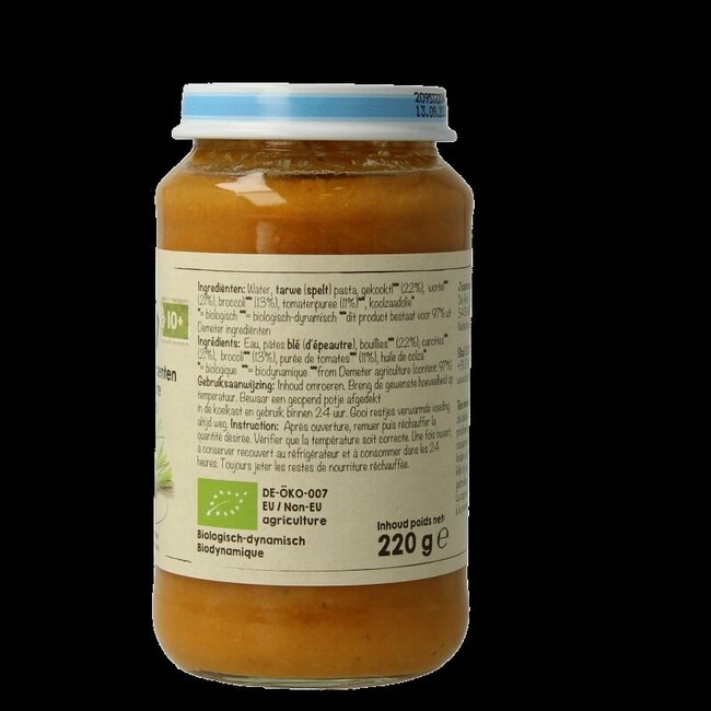 Pâtes d'épeautre aux légumes 10+ mois demeter bio 220 Grammes