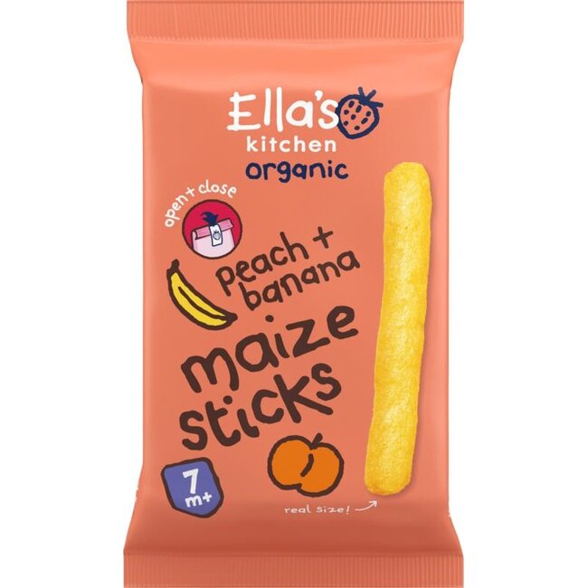 Maize sticks peach banana 7+ maanden bio 16 Gram
