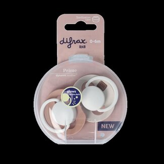 Difrax Fopspeen glow dynamic 0-6 mnd ivory/blush 2 Stuks