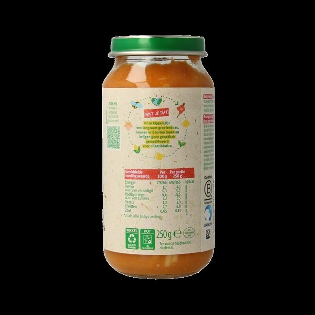 Pompoen kip pasta 12M06 250 Gram