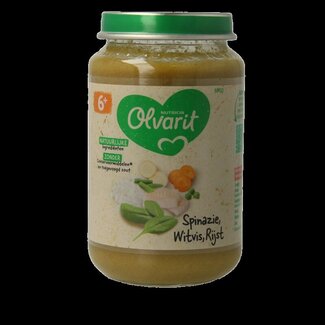 Olvarit Spinazie witvis rijst 6M10 200 Gram