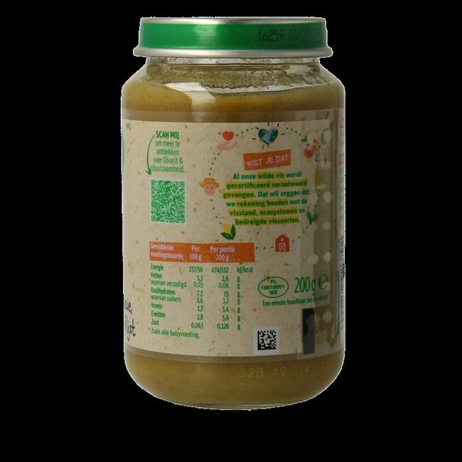 Épinards poisson blanc riz 6M10 200 Grammes