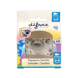 Difrax Sucette natural 0-6 mois Woezel & Pip 1 pièce