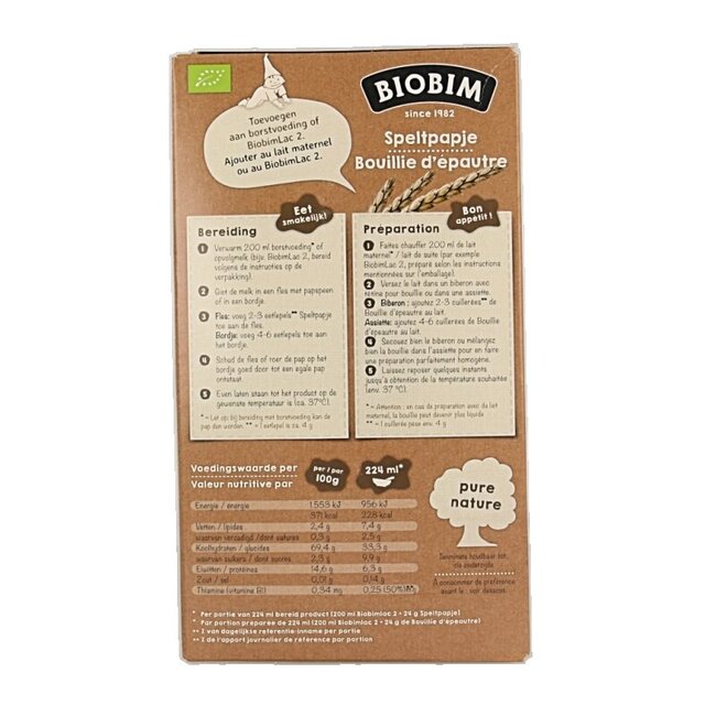 Bouillie d'épeautre bio 250 g