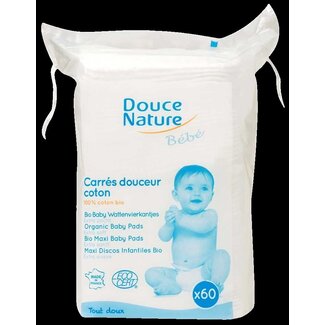 Douce Nature Carrés de coton bio pour bébé 60 pièces