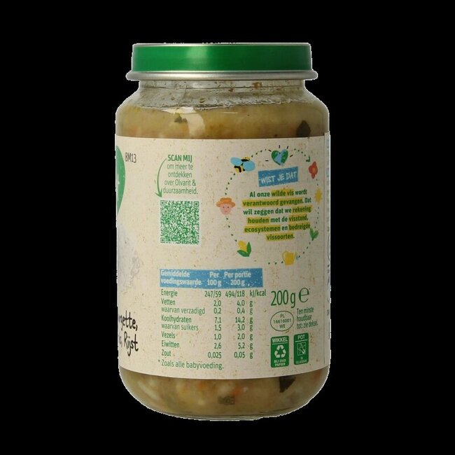 Courgette, poisson blanc et riz 8M13 200 g