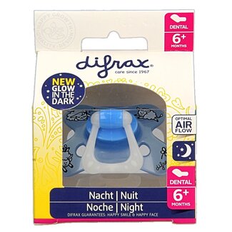 Difrax Sucette dentaire 6+ mois phosphorescente 1 pièce