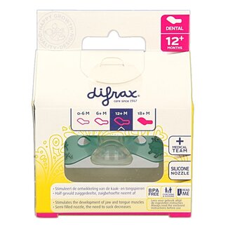 Difrax Sucette dentaire 12+ mois phosphorescente 1 pièce