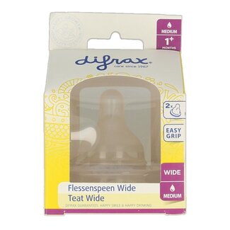 Difrax Flesspeen soft breed medium 2 Stuks