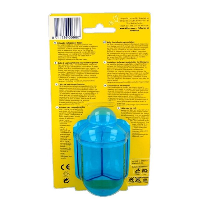 Boîte doseuse de lait 3 compartiments assortis 1 pièce