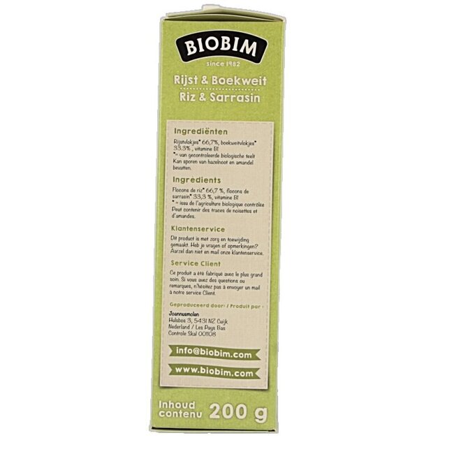 Baby rijst & boekweit 4 maanden bio 200 Gram
