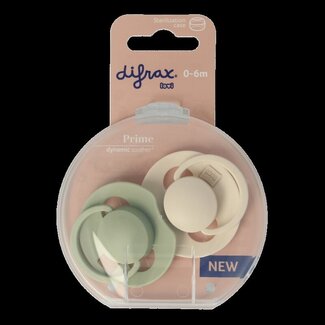 Difrax Sucette Prime 0-6 mois assortie 2 pièces