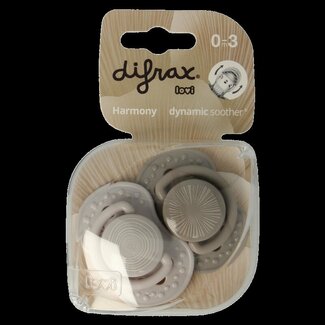 Difrax Sucette 0-3 mois Harmony Grey - Lot de 2