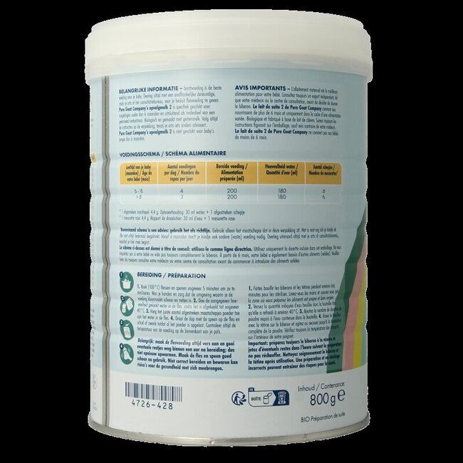 Opvolgmelk 2 bio 800 Gram
