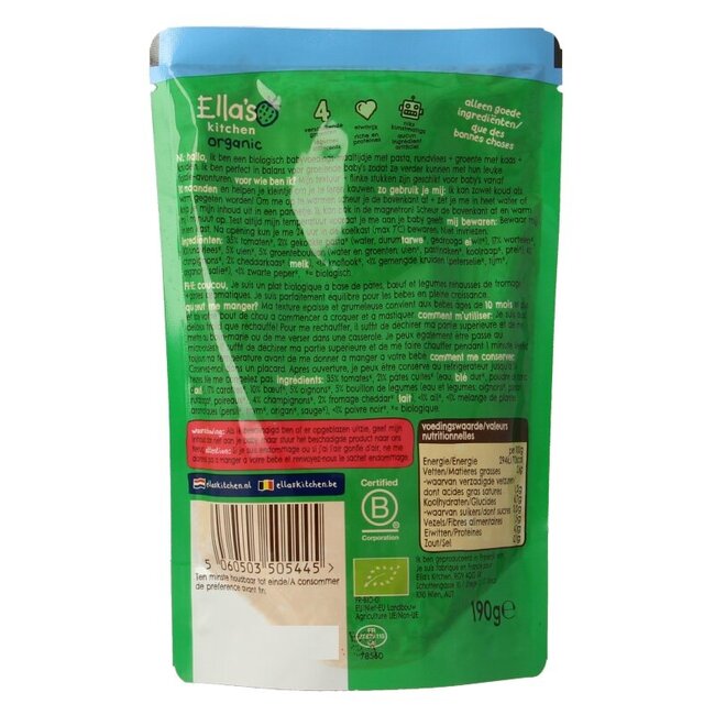 Spaghetti bolognese met kaas 10+ maanden bio 190 Gram