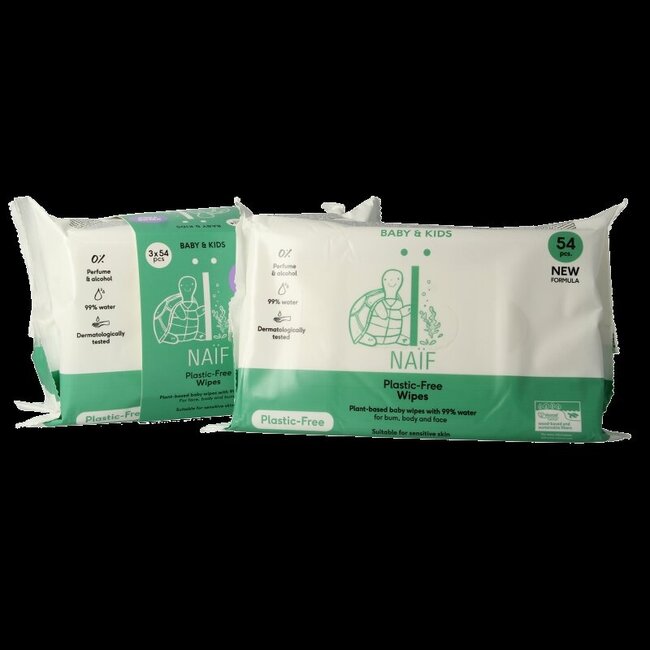 Baby & kids plastic-free wipes 3-pack 3 Stuks