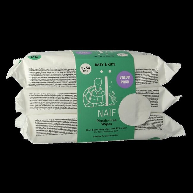 Baby & kids plastic-free wipes 3-pack 3 Stuks