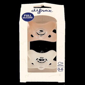 Difrax Sucette en silicone Natural assortie 0-6 mois - Lot de 2