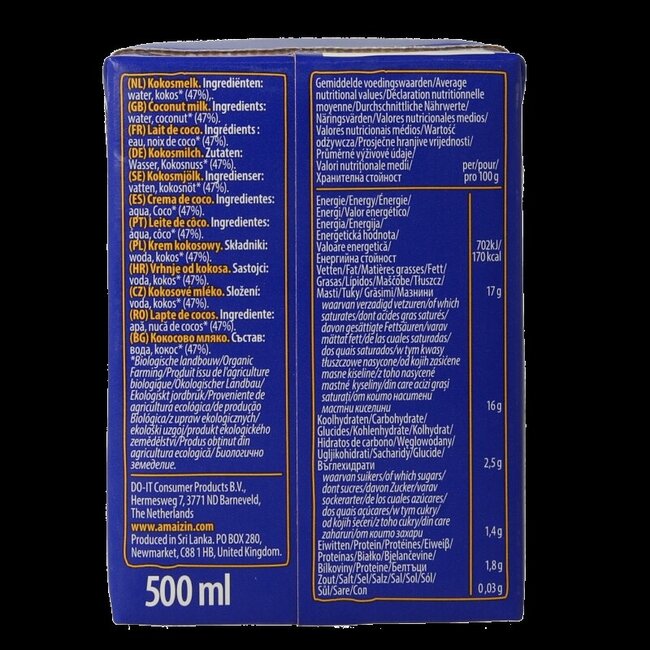 Kokosmelk bio 500 Milliliter