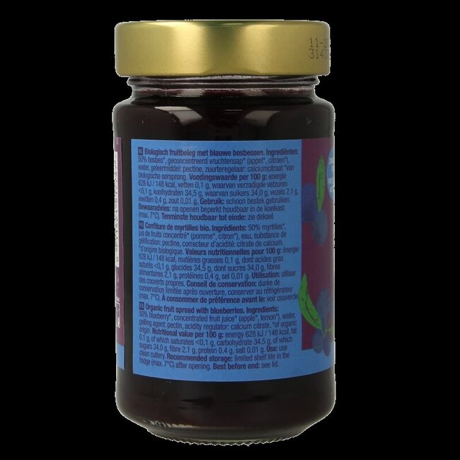 Fruit beleg blauwe bosbes bio 250 Gram