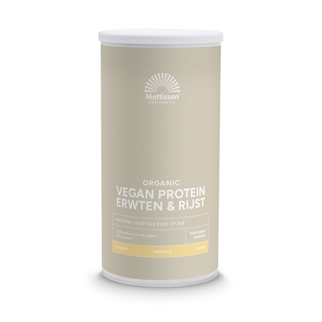 Vegan protein erwten & rijst vanille bio 500 Gram