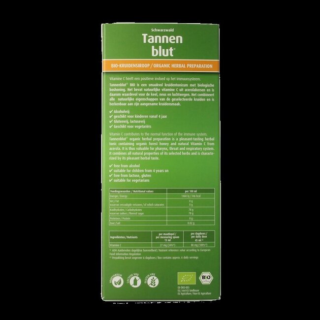 Sirop aux herbes bio Tannenblut 250 millilitres